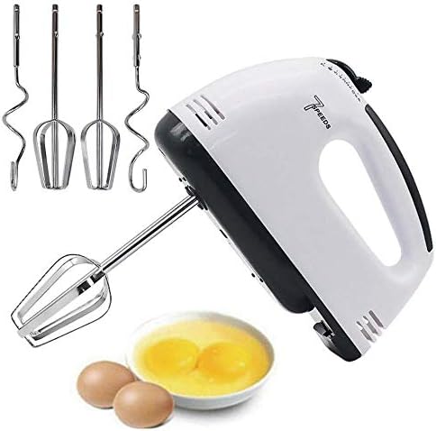 7-Speed Electric Hand Mixer – 150–200W Powerful Kitchen Mixer with Stainless Steel Beaters & Dough Hooks, Turbo Function for Baking & Everyday Mixing