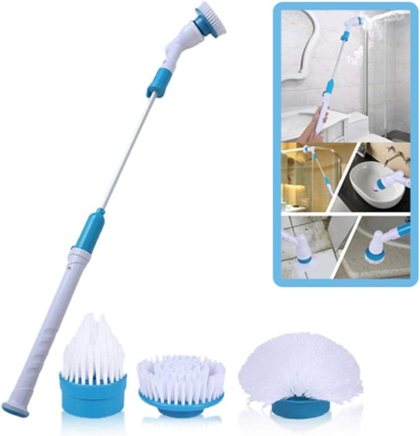 3 in 1 Electric Spin Scrubber Machine – Cordless Power Cleaning Brush with 3 Replaceable Heads & Adjustable Extension Handle for Bathroom, Kitchen & Floors