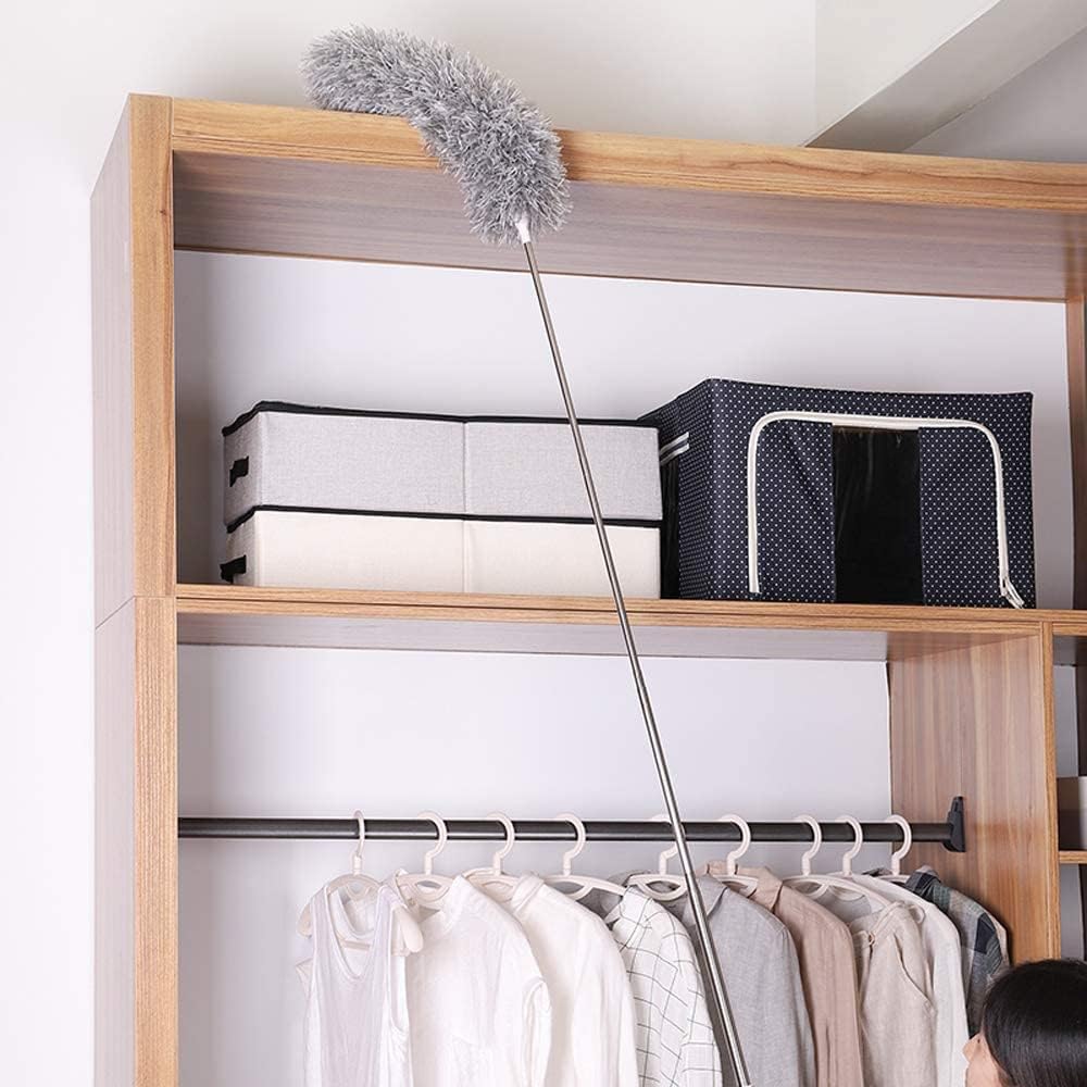 Fulminare Microfiber Feather Duster – Bendable & Extendable Fan Cleaning Duster with 100-Inch Expandable Pole, Washable Microfiber Duster for High Ceilings, Fans, Blinds & Furniture (Multi)