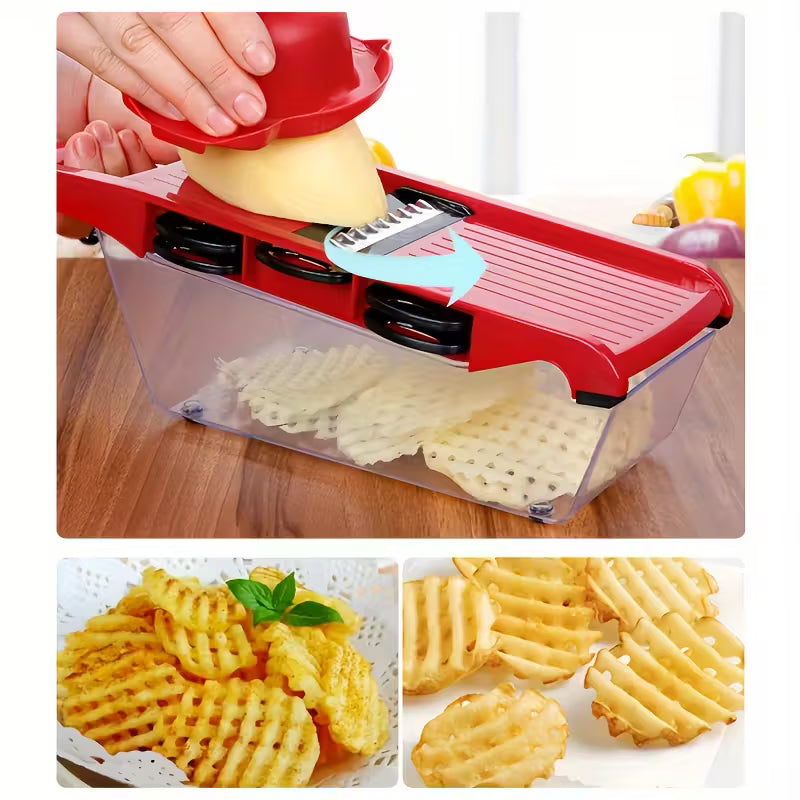10-in-1 Multi-Functional Vegetable Cutter & Manual Mandoline Slicer – Kitchen Food Prep Tool