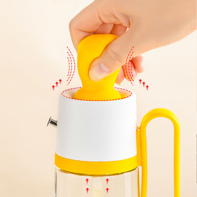 2 In 1 Oil Dispenser with Silicone Brush – 550ML Glass BBQ Oil Spray Bottle with Press Control for Cooking, Barbecue & Seasoning