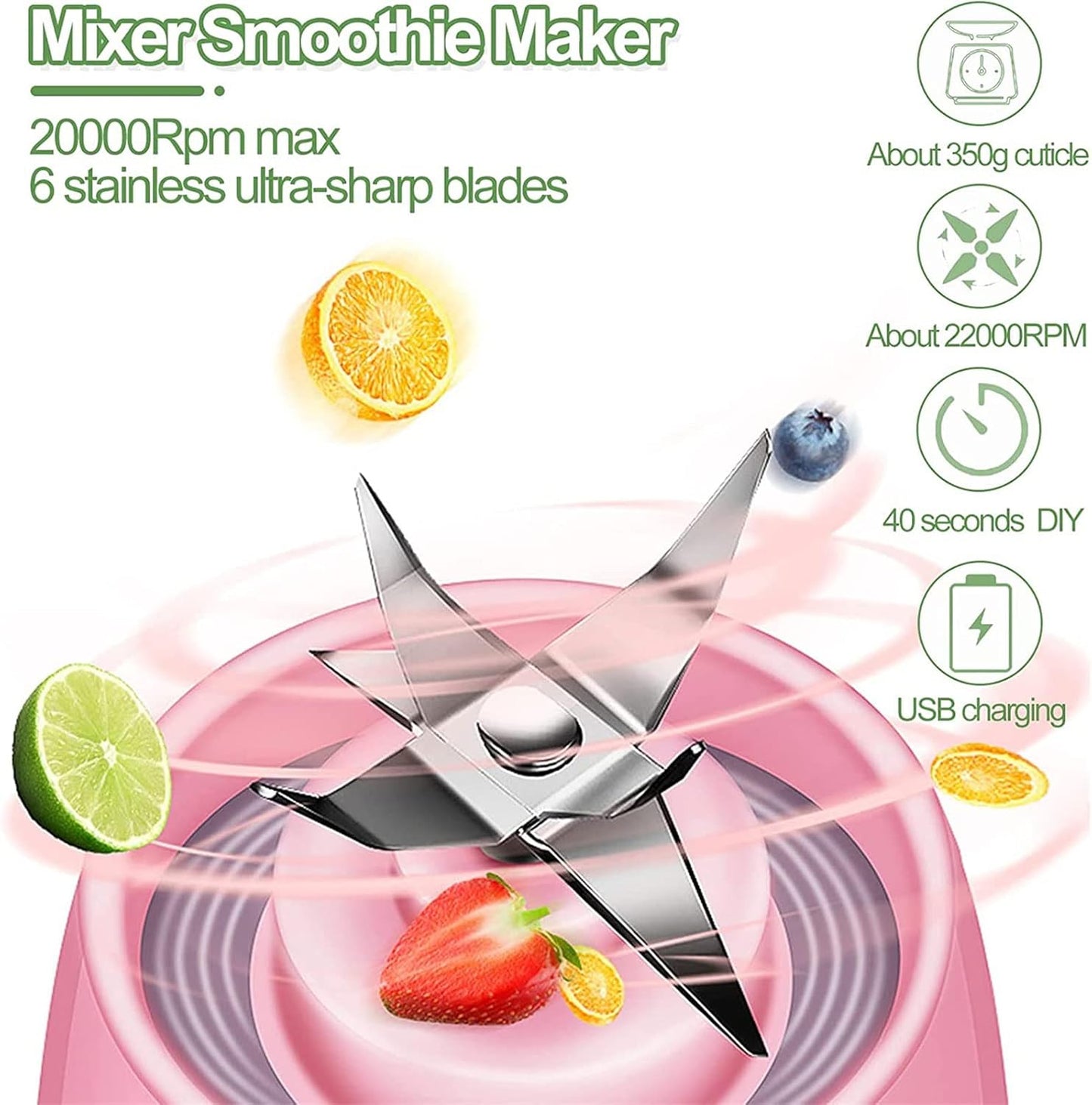 Portable Juicer Bottle – USB Rechargeable Personal Blender