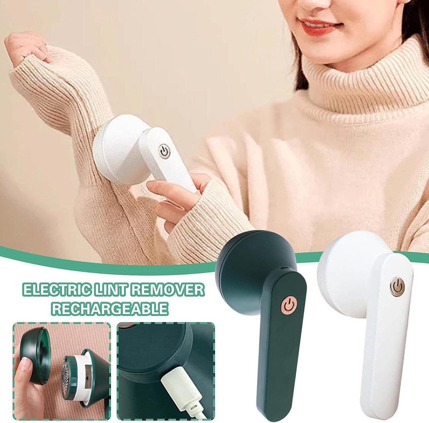 Electric Fabric Shaver Rechargeable – 6 Blade Lint Remover for Clothes, Sweaters & Sofa | Powerful Fuzz Remover with USB Charging & Large Container