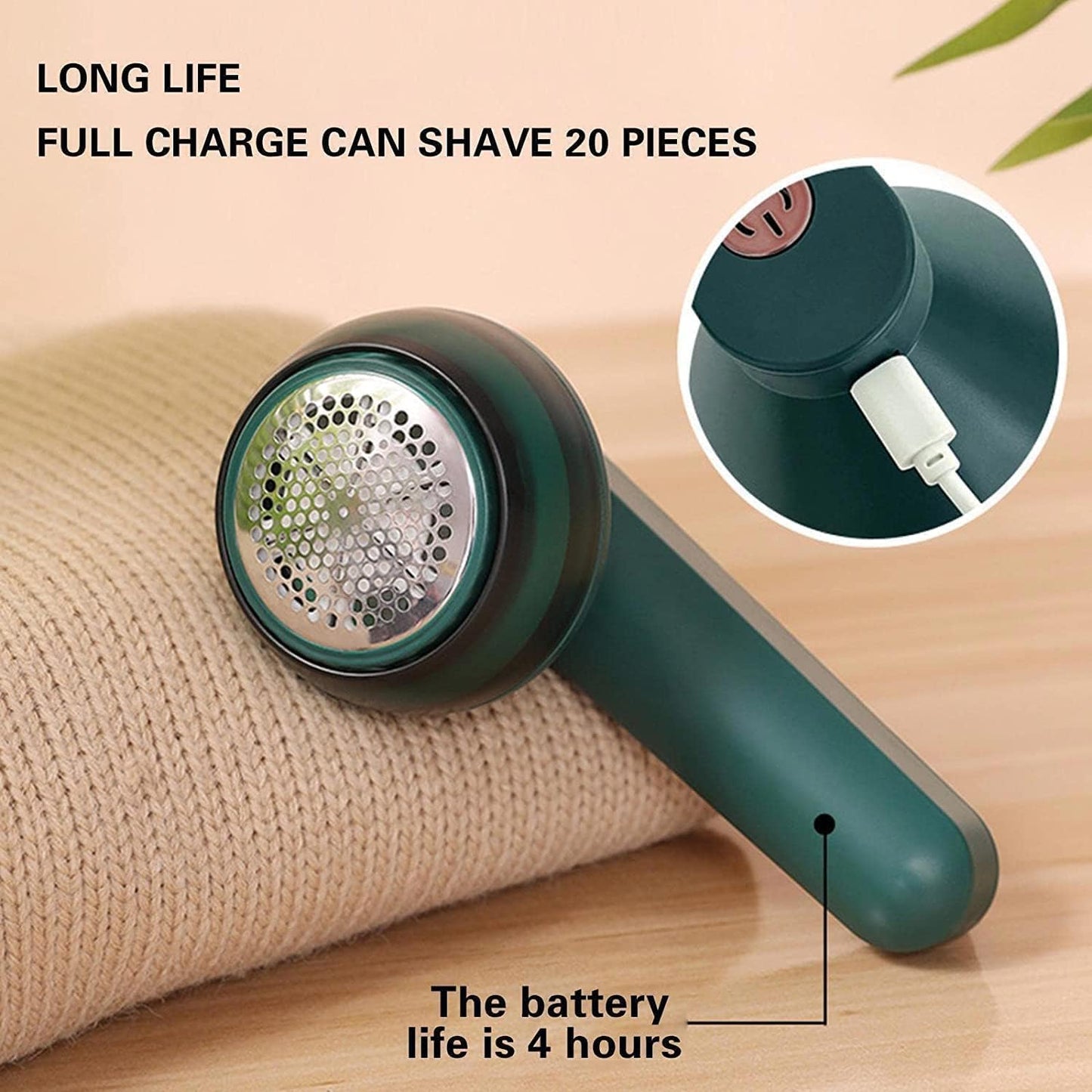 Electric Fabric Shaver Rechargeable – 6 Blade Lint Remover for Clothes, Sweaters & Sofa | Powerful Fuzz Remover with USB Charging & Large Container