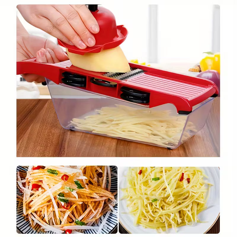 10-in-1 Multi-Functional Vegetable Cutter & Manual Mandoline Slicer – Kitchen Food Prep Tool