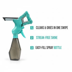 Spray Window Cleaner – 2-in-1 Glass Cleaning Tool with Microfiber Pad & Squeegee